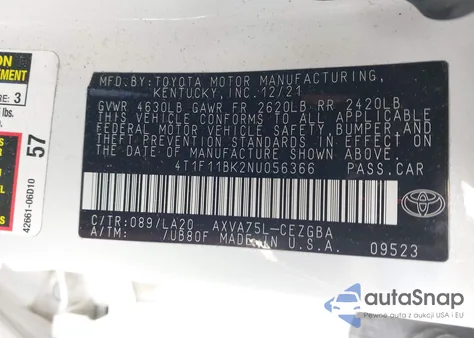 2022 Toyota Camry Xle Awd from USA, damaged, VIN 4T1F11BK2NU056366